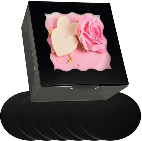 Gcardist - Set di 5 scatole per torte con finestra e 5 sottotorta rotondi da 15,24 cm, contenitori per torte (15,24 x 15,24 x 12,7 cm, nero)