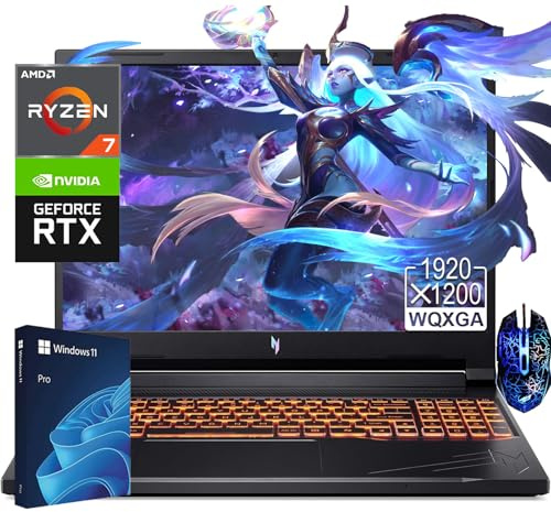 acer Nitro 16 Gaming Laptop, 16.0 WQXGA 165Hz Display, AMD Ryzen 7-8845HS, NVIDIA GeForce RTX 4060, 16GB DDR5 RAM, 1TB PCIe SSD, Bluetooth, Wi-Fi 6, Windows 11 Pro, Backlit KB