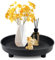 Bandeja para velas, color negro, bandeja redonda de metal, bandeja decorativa, bandeja de 23 cm de diámetro, bandeja para servir bebidas, organizador de bebidas, para mesa de café, organizador de