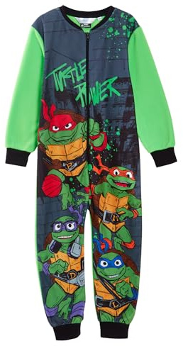 Teenage Mutant Ninja Turtles Einteiler für Jungen, Fleece-Pyjama, Pyjama, TMNT-Nachtwäsche, All-in-One-Schlafanzug mit Reißverschluss