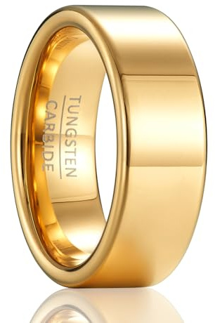 SOXEMAN Klassischer Flachring, 8mm breit, hochglanzpolierter Wolfram-Hochzeitsring für Damen und Herren (US-Größen)
