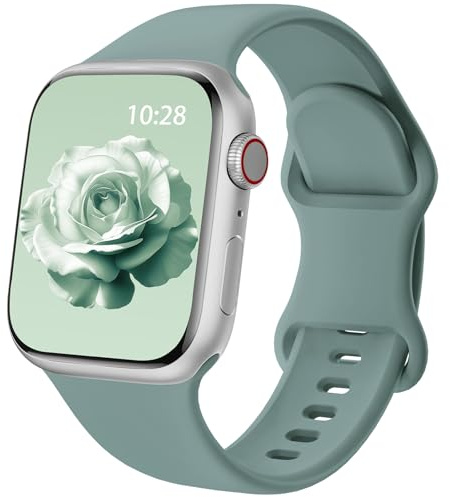 Patented Ersatzarmband Kompatibel mit Sport Apple Watch Armband 40mm 41mm 42mm 38mm, Ersatz armband Silikon Kompatibel mit iWatch SE Series 11 10 9 8 7 6 5 4 3 2 1 Ultra Herren Damen, Green