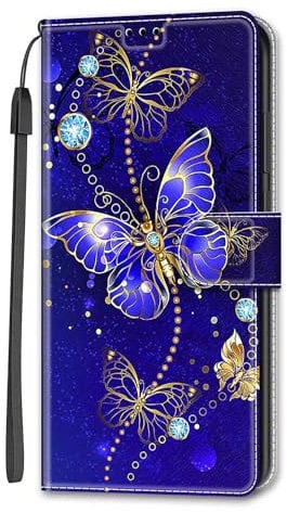Dfjhure for Samsung Galaxy A16 Case Leather Flip Wallet Phone Case Cover Silicone Shockproof Bumper Cover Stand View Cover with Card Slots Phone Case For Samsung Galaxy A16 5G/4G- Butterfly