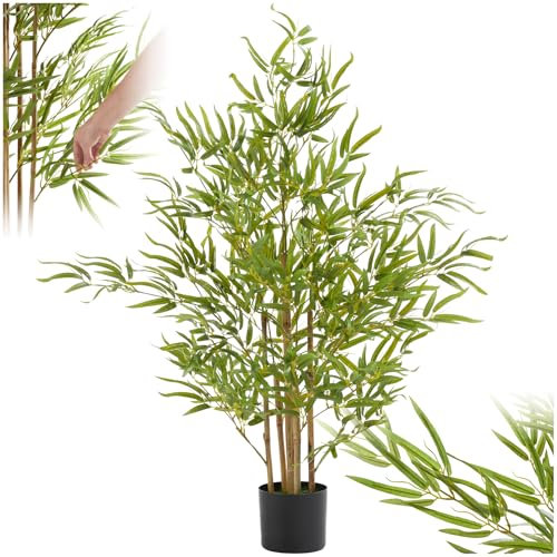 TecTake® Plante Artificielle Bambou Artificiel 120cm Fausse Plante Interieur Arbre Vert Arbre Artificiel Décoration Maison idéal pour Décoration Salon Chambre Cuisine Dressing Chambre Enfant Bureau