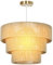 HOMCOM Hemp Rope Ceiling Light, 3-Layer Boho Pendant Light, E14 Vintage Ceiling Lamp Fixtures for Living Room, Bedroom, Kitchen, Hallway, Light Brown