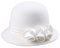 Btgghytr Fedoras Hut für Erwachsene und Damen, modischer Blumenhut, Wollglocke, Cosplay, Kostüm, 20er Jahre, Flapperhut, weiß, Einheitsgröße