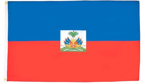 AZ FLAG - Lot de 2 Drapeau Haïti - 150x90 cm - Drapeau Haïtien 100% Polyester Avec Oeillets Métalliques Intégrés