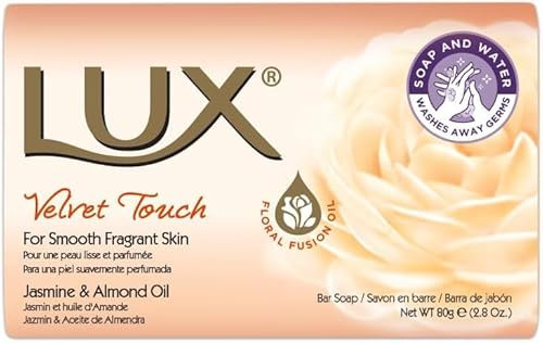 LUX - Soft Beauty Soap Bar - Indulgent Skincare for Face, Hands & Body - Enriched for Smooth, Radiant Skin - Gentle Daily Bath & Shower Soap w/Fresh Fragrance - Men & Women - 80g x 3 (Velvet Touch)