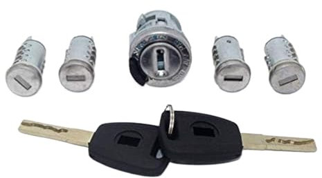 DEMULAX Set completo di 5 cilindri di bloccaggio for portiera e bagagliaio, for Fiat, Doblo Cargo, Punto, Panda, con chiavi. Cilindro serratura lato guida