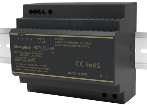 Hutschienen netzteil HDR 24V, 127.4W 5.31A oder 150W 6.25A | trafo 230v auf 24v, 24 volt netzteil, ReleyWell, HDR-150-24
