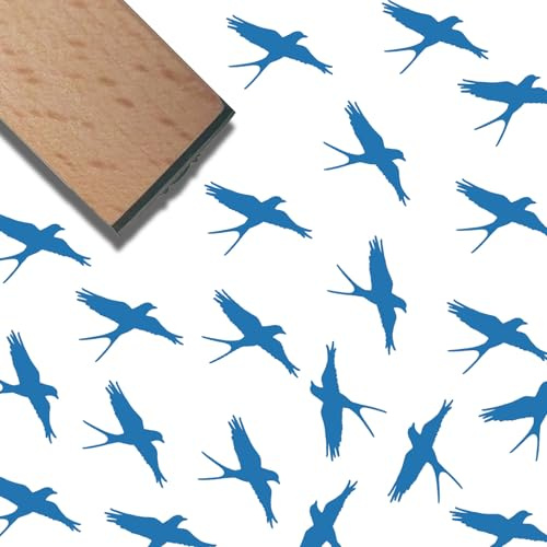 PRESSINART Mini Holz Stempel Kleine Vögel Gummistempel 3/5 Zoll Schwalben Muster Quadratisch Kleine Wiederverwendbare Holz Siegel Für DIY Basteln Karten Scrapbooking Journaling Alben Planer Umschlag
