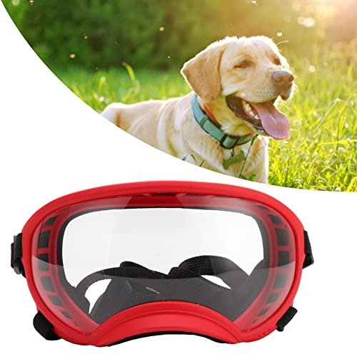 ZenithAur Große Hundebrille mit verstellbarem Riemen für Outdoor-Aktivitäten/Autofahrten, filternde Hundesonnenbrille für Hunde großer Rassen, Outlast PC-Linsendesign (Roter Rahmen)