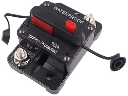 Leitungsschutzschalter, 60 A, 12 – 48 V, 30 A, 80 A, elektronisches Zubehör, wasserdicht | Schutzschalterdetektor, für Bus, Trolling, Akku, Wohnmobil, Solar, Audio, Boote, Verkabelung, Quad-Elektronik