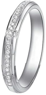 Mesnt Platinum Promise Ring for Women Cross with Diamond, Size T 1/2