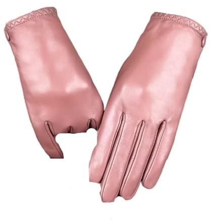 ZNTIHZ Lederhandschuhe Damen Handwärmer Autofahren Radfahren Winddichte Handschuhe Split Finger Für Radfahren Und Bergsteigen(Pink,M)