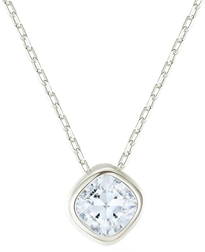 Löb 925 Silber Halskette Kette Quadrat Anhänger Zirkonia Solitär Stein Damen Silberkette Eckig Viereckig Raute Glitzer Steinanhänger Brautschmuck