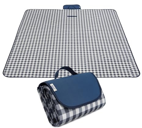 LUSKSk Picknickdecke Wasserdicht Strandmatte 300 x 200 cm | Blau,Tragegriff,Tragbar,Strand,Camping, Park