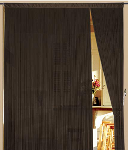 Kaikoon Fadenvorhang Vorhang Fadenstore Fadengardine Messe 090 cm x 240 cm braun