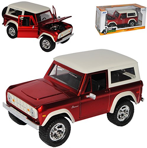 Ford Bronco Rot Metallic mit Beige 1. Generation 1966-1977 1/24 Jada Modell Auto mit individiuellem Wunschkennzeichen