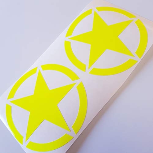 folien-zentrum - 2x Army Stern Neon Gelb je 9x9cm - Auto Aufkleber JDM Tuning Sticker - Autoaufkleber US Star USA Decal Car Stickerbomb - 4x4 Off Road Armeestern Armystern Armystar Amerika 38