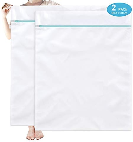 OTraki Wäschenetz XXL, Wäschesack Groß 90x110cm 2 Stücke Wäschebeutel Wiederverwendbare Wäschenetze mit Reißverschluss wäschenetz groß für gardinen Haustier Plüschtier Waschmaschine (Blau)
