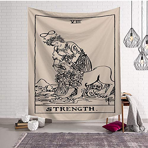 Boyouth Wandteppich, Tarot-Bilder, Digitaldruck, Wandteppich, Dekoration für Wohnzimmer, Schlafzimmer, Schlafsaal Modern 37.4x28.7(95cm*73cm) Strength,viii