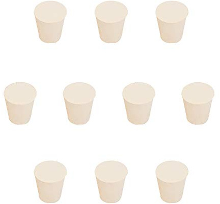 StonyLab Solid Rubber Stoppers, 10-Pack 4# - 19mm x 26mm x 29mm- White Tapered Lab Seal Rubber Stopper