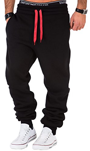 L.A.B 1928 Herren Jogginghose Trainingshose Sporthose Fitness Jogg Japan Kosmo Style Hose LAB-7004 (5XL, Schwarz/Rot)