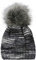 styleBREAKER Unisex Strick Bommelmütze bunt Gemustert mit Alpaka Anteil und Fleece Futter, Winter Fellbommel Mütze 04024179, Farbe:Schwarz-Grau-Weiß