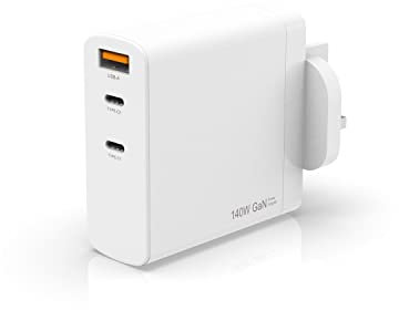 140W USB-C Power Adapter, GaN PD 3.1 Charger Fit for MacBook Pro 16 inch 2021 and All Series, Fit for iPad Pro/Air and more USB-C Device with 3-Ports Fast Charging