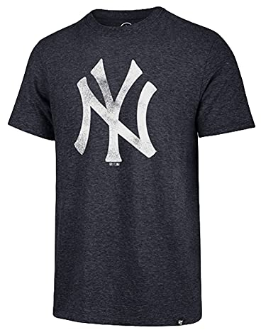 MLB Herren-T-Shirt im Used-Look, Team-Farbe, Primär-Logo, Wortmarke, T-Shirt, New York Yankees Navy, L