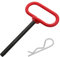 Bonsicoky Perno e clip per gancio di traino trattore, 3/8 x 4 pollici, perno per rimorchio trattore, camper, camion, barca, auto, maniglia rossa