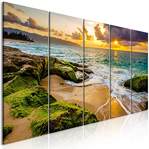 murando - Akustikbild Strand Meer 200x80 cm 5 tlg Bilder Akustikschaum Schallschutz Kunst Akustikpaneele Wandpaneele Schalldämmung Wandbild Schallabsorber Akustikplatten Natur c-B-0462-b-m