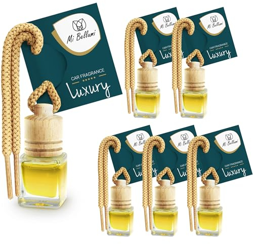 Mi Bellumi Luxus Auto Duft Set 6 St - Orange, Jasmin, Lavendel, Bergamotte - Auto Parfüm Luxus - Auto Duft Innenraum - Auto Lufterfrischer Set - Auto Duft Orange - Frisch Autoduft