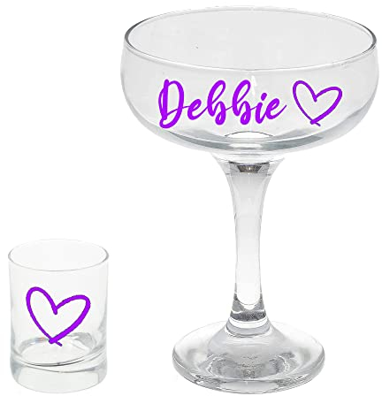 Personalised Cocktail Mixer Shaker With Matching Glass Gift Kit Set Cocktail Making Bundle (Pornstar Martini Glasses Only)