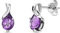 Orovi – Ohrringe Tropfenform aus 14 Karat Weißgold (585) mit kreiertem Amethyst (0.74 ct) – Ohrstecker Gold Damen mit Edelstein in edler Krappenfassung – Allergenfrei & handmade (10 x 4.5 mm)
