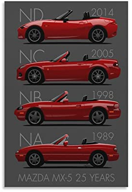 ASDSA JDM-Auto-Poster Mazda Mx5 Miata, Leinwand-Kunst, Poster und Wandkunst, Bilddruck, modernes Familien-Schlafzimmer, Dekoration, Poster, 30 x 45 cm