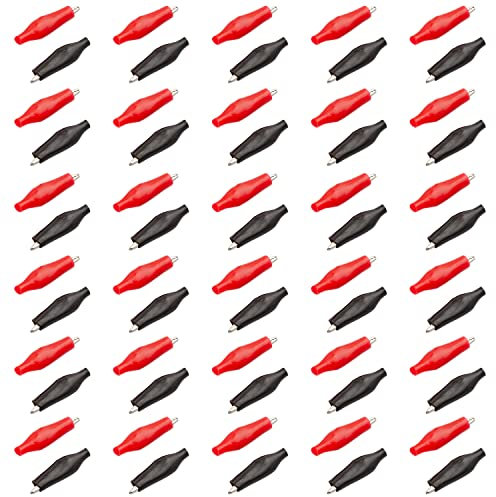 AZ Delivery 60 x Krokodilklemmen 28mm Elektroklemme Sonde Messgerät Kunststoff boot Alligator Clips Schutzisolierung Abdeckung G98 in Rot und Schwarz