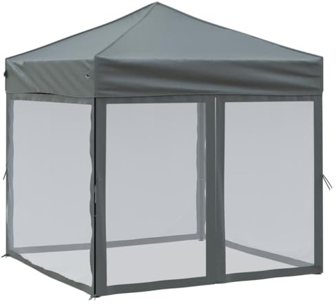 vidaXL Partyzelt Faltbar mit Seitenwänden Gartenzelt Festzelt Pavillon Zelt Gartenpavillon Gazebo Gartenlaube Bierzelt Faltzelt Camping Creme 2x2 m
