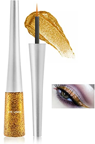 Boobeen Bunter Glitzer Eyeliner Flüssiger Schimmer Wasserfester Metallischer Wischfest für Frauen, 1 St. (07#)