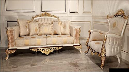 Dreisitzer Sofa 3 Sitzer Klassische Sofa Sofas Couch Stoff Stil Barock Möbel Neu