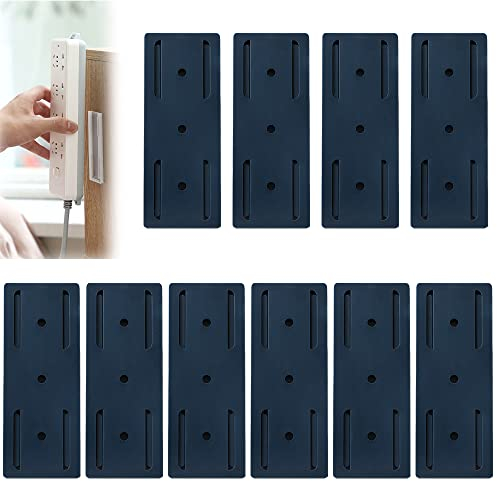Xreuctop Selbstklebender Stanzfreier Sockelhalter, 10 Stücke Steckdosenleiste Halterung, Steckdosenleiste Wandhalterung, Selbstklebende Power Board-Halter Steckdosenhalter für Router, Steckdose, Blau