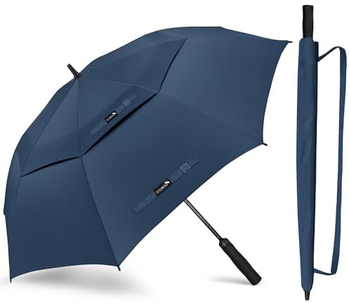 ZOMAKE 72 Inch Große Golfschirm XXL,Automatische Öffnen Doppelkappe Große Regenschirm,Übergroß Windfest Wasserdichte Golf Regenschirm für Familien,Damen,Herren im Outdoor(Marineblau)