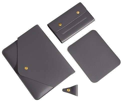 Benfan Tablet Sleeve Compatible with iPad Pro 12.9, Fits Magic Keyboard with Small Pouch, Mouse Pad and Cord Organizer, Color Dark Grey