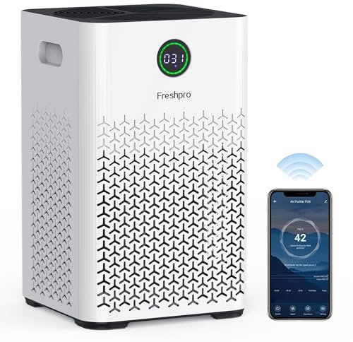 Freshpro Purificatore d'aria intelligente per la casa, copre fino a 2000 m² 4 in 1 filtro d'aria, H13 HEPA Wifi purificatori d'aria per grandi cucine, cantine, camera da letto, filtro dell'aria per