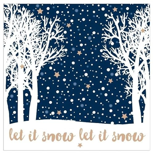 ARTEBENE Servietten 'Let it snow' - blau (20 Stück) für Weihnachten, Hochzeiten und Feste, 33 x 33 cm