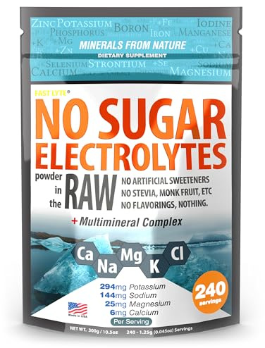 FAST LYTE No Sugar Electrolytes Powder in the Raw | Mix in Coffee, Soup, Juice, Water, Smoothies, Broth, Anything | No Sweeteners or Flavorings | Keto & Sugar Free | Non-GMO & Vegan