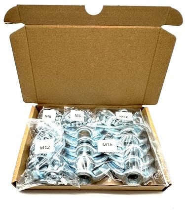 50Pcs Wing Nut Assortment Box | M6, M8, M10, M12, M16 | Box of Butterfly Nuts
