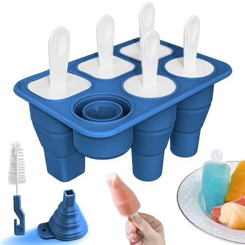 Moules à Glace en Silicone, Moule à Crème Glacée Sans BPA, Réutilisables, Moule à Crème Glacée Pliables avec Bâtonnets, Moules à Sucette Glacée pour Enfants Adultes DIY Moule à Glace