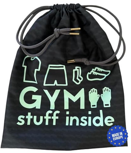 KEPI - Turnbeutel Wasserdicht, Sportbeutel Groß, Ökologisch Tasche für Schuhe und Sportbekleidung, Recyclingmaterial, Turnbeutel Damen und Herren - Schwarz Karbon, Beidseitiger GYM Aufdruck